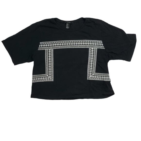 Forever 21 Tops - Forever 21 | Embroidered Black Crop Top | Size Medium